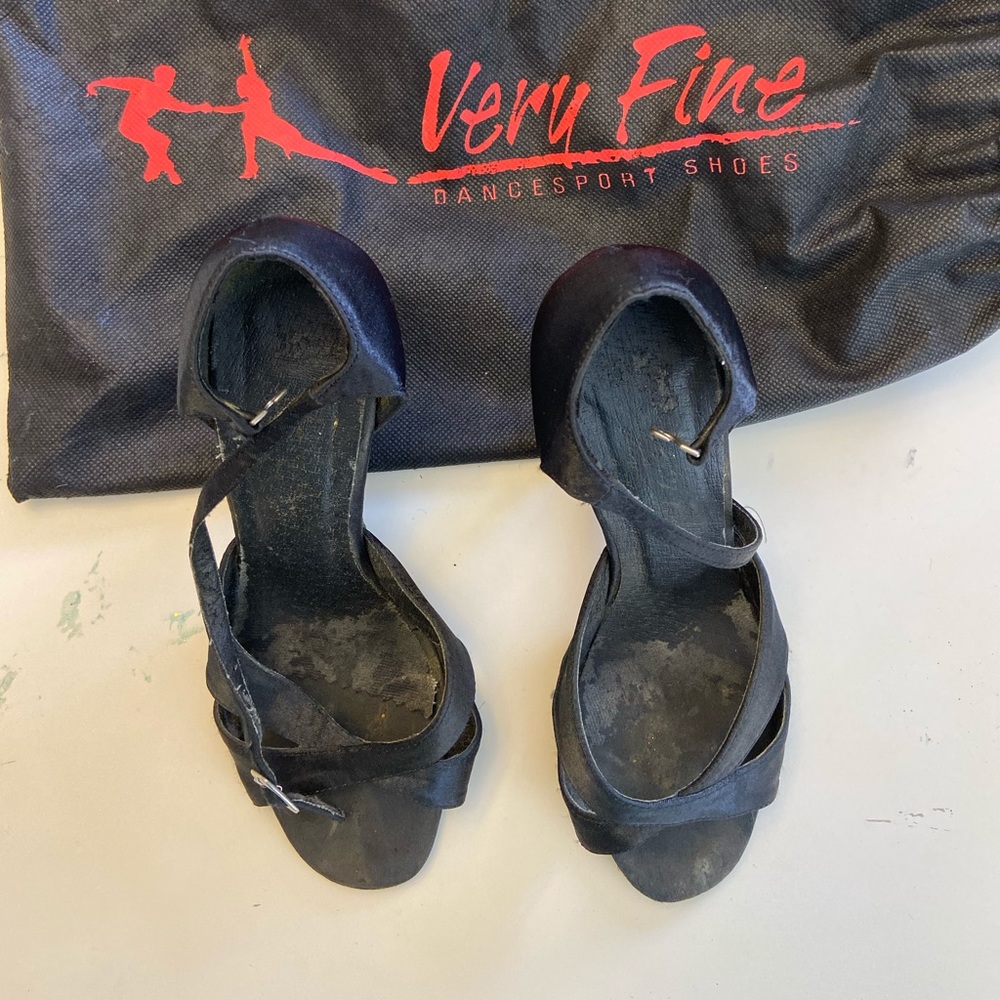 Very Fine Black Satin Danceshoes
